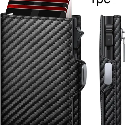 Men's Ultra-Thin Wallet Rfid Anti-Theft Design, Rfid Theft Proof, Rfid Card Slots, Smart Pop-Out Card Holder, Credit Card Holder, Cards Holder, Business Simple Style Daily Use, Ideal Gift for Men, Leather Card Holder, Secure Card Storage