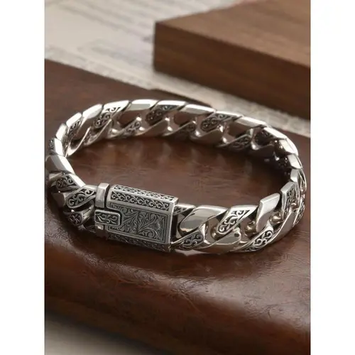 Men's Punk Style Stainless Steel Link Chain Bracelet, Sports Wristband, Durable Male Jewelry, Unique Gifts for Man for Birthday & Party Wear
