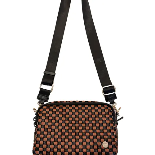 Gold Blush Iconic Woven Bestie Bag- Full RFID Protection + Luxe Vegan Leather 60" Adjustable Strap spacious design