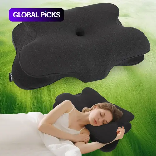 100% Memory Foam Pillow for Pain Relief, Orthopedic Cervical Pillow for Side, Back, and Stomach Sleepers, Ergonomic Support Pillow with Cooling Pillowcase, Perfect Gift for Black Friday, Halloween, Christmas & New Year, Multiple Colors #GLOBAL PICKS