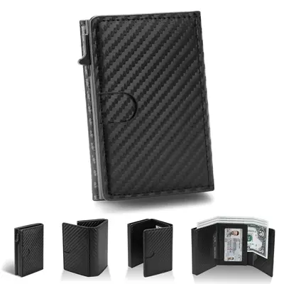 Wallet for Men RFID Blocking Leather Credit Card Holder Wallet for 15 Cards, Large Capacity Wallet with ID Windows & Cash Slot for Daily Use for Gift Rfid Theft Proof Mmens wallet