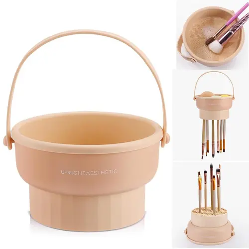 Makeup Brush Cleaner Mat 3 in 1 Silicone Makeup Brush Cleaner Bowl Cosmetic Brushes Cleaning Tool Organizer for Storage and Air Drying,Mother's Day  gift