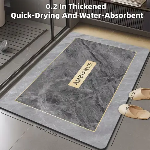 0.2 Inch Thick Water Absorbent Quick Drying Bathroom Floor Mat Rubber Non-Slip for Bathroom Shower Room Laundry Room Bedroom Living Room Kitchen Door Mat Washable Durable Material