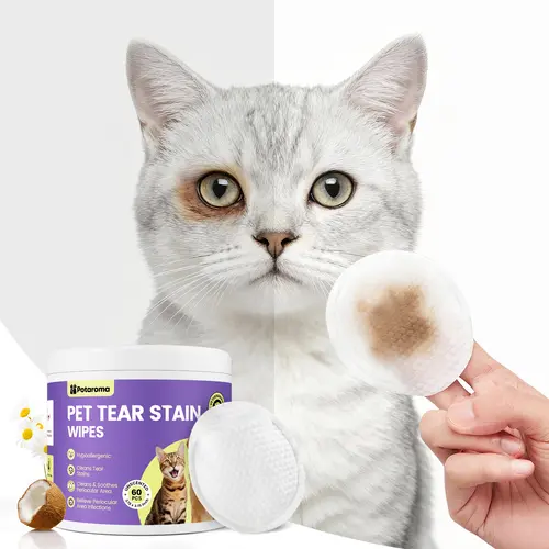Potaroma Pet Eye Wipes Hypoallergenic Tear Stain Remover for Dogs & Cats, Hand-Injserted Design Double Layer Thickened Gentle Cleaner for Discharge, Crust, Booger & Debris– Soothing Wash for Eyes, Wrinkle, Face, 60 Pads #SummerVibes #petlovers