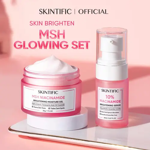SKINTIFIC 2PCS Glowing Combo - Niacinamide Brightening Serum + TXA Niacinamide Moisture Gel Royal DSM Niacinamide Even Tone