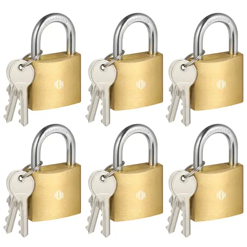 HOX Keyed Solid Brass Padlock, Waterproof, Rustproof, 1-1/4" Wide Body, Padlock with Keys for Storage Units, Sheds, Garages, Padlock Included
