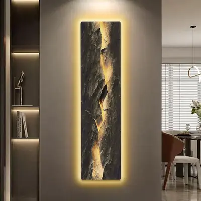 Homary Modern Abstract Textured Wall Art - USB-Powered Lightweight Engineered Wood Wall Art, Indoor Home Decoration for Living Room, Entryway Decor, Artistic