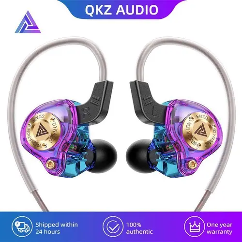 QKZ ENZO Portable Wired In-Ear Earphones - HiFi Subwoofer Brings Deep Bass, Active Noise Cancellation, 3D Stereo 8D Audio, Sport-Ready for Gym & Games, Rich Bass Impact, Portable for On-the-Go In-Ear Monitors
