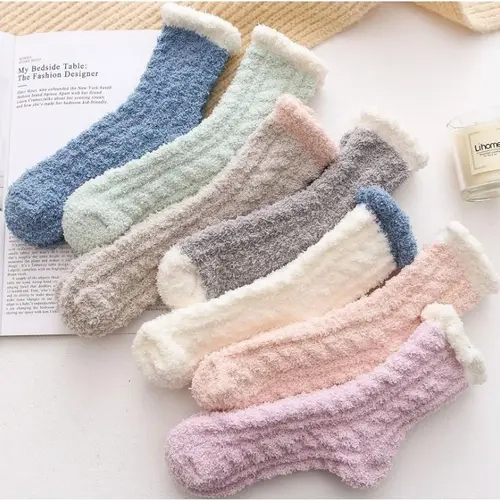 7 Pairs Thickened Coral Fleece Socks for Women Medium Sleeve Comfort Floor Socks