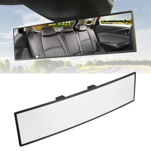 Universal 11.81 Inch Panoramic Convex Real View Mirror for Car SUV Trucks Reversible Passengers High-Quality Glass Anti-Fall Design Easy Install Rearview Mirror