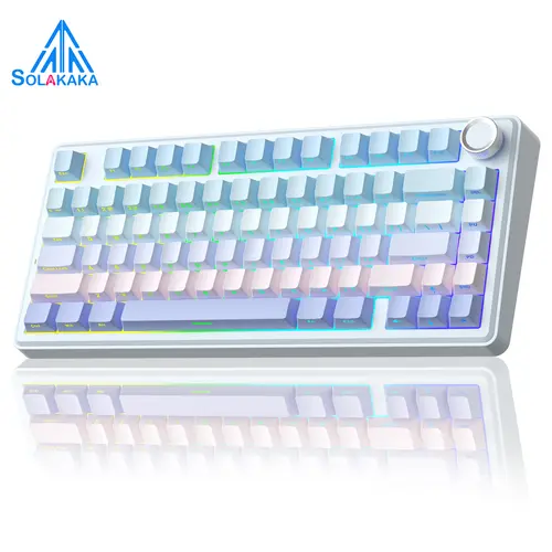 SOLAKAKA A75 Wireless 75% Mechanical Gaming Keyboard, Creamy Keyboard,Tri-Mode Bluetooth/2.4G/USB-C, Hot-Swappable Gasket Keyboard, PBT Keycaps, RGB Backlit, Multi-Function Knob, Compatible with PC/Mac,back to school,back to school haul