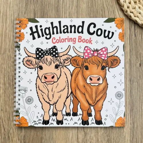 Highland Cow-Themed Creative Coloring Book, Stress-Relief Coloring For Relaxation, Enhance Creativity Spiral-Bound Coloring Journal for Daily Drawing, Daily Use & Travel, Sleep Aid Gift, Coloring Activity