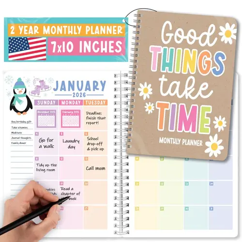 Hadley Designs 2026-2027 2-Year Monthly Weekly Planner, Fun Designs Calendar Book, Monthly Organizer for Busy Schedules