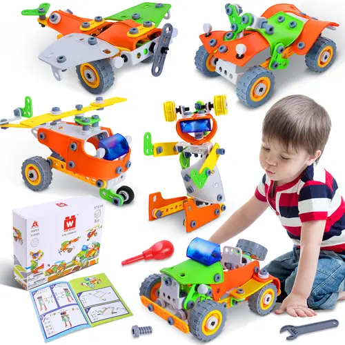 ALPHA GROUP 164 PCS ABS Plastic STEM DIY Building Block Set for Kids Ages 4-12, Safety-Certified Educational Construction Toy with 8 Flexible Components, Detailed Instructions, Gift Ideas for Kids, Boosts Confidence