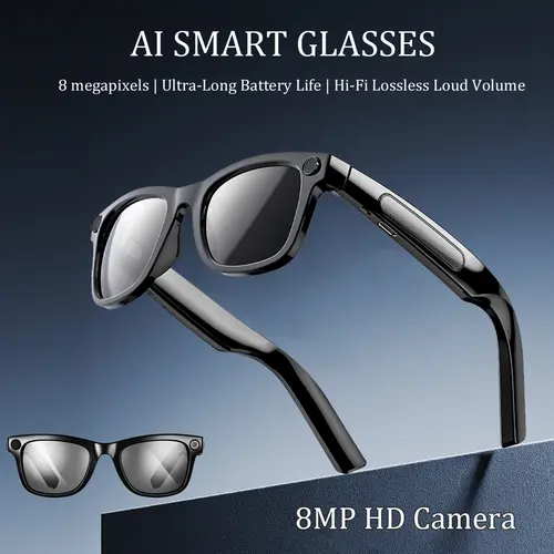 Smart AI Camera Glasses with 8MP Photochromic Lenses ,Button Touch Adjustment for Travel Outdoor Adventures Hands-Free Photography 160+Languages Real-Time Translation Bluetooth Wireless Wearable Video Recording UV Protection ,Black Friday & Cyber Monday