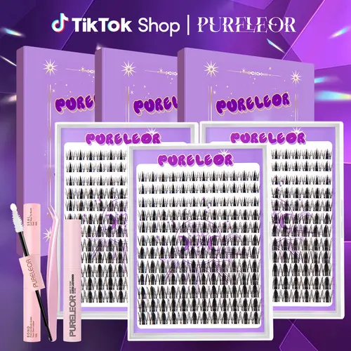 PURELEOR Lash Clusters Kit Fairy Eyelash Cluster Wet-Style 10-16MIX Individual Soft Comfortable Clear Band Extensions for Natural Look