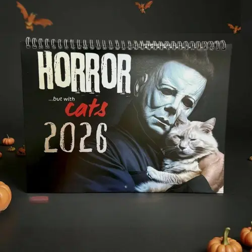 2027 Whimsical Cat 12-Month Wall Monthly Planner - Printed Art Calendar, Unique Kitten Organizer with Humor Mix Funny Movie Villains, Creepy Cute Home Decor, Gift for Movie Fans