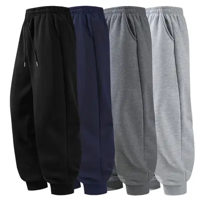 Men's Classic Drawstring Jogger Pants - Soft and breathable polyester sportswear, suitable for fitness, training and casual wear (navy blue, black, dark gray, light gray), casual pants | Drawstring waist pants | Breathable material