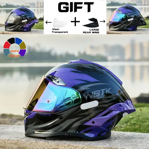 Nbtk Brand Full-Face Motorcycle Riding Safety Helmet Visor, Abs Material with Eps Padding, Multiple Ventilation, Removable Liner, 3C & Dot Certified, Unisex