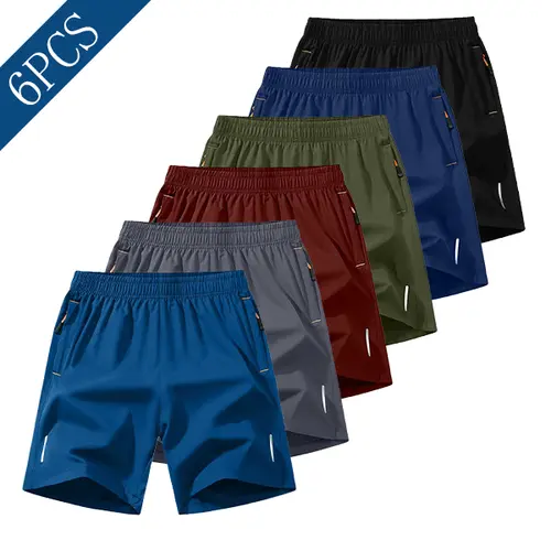 Men's Summer Quick-Dry Athletic Shorts Six-Pack - Breathable & Lightweight for Gym Workouts, Outdoor Activities, and Lounging at Home Fitness Casual