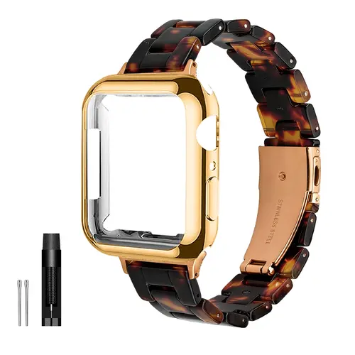 Lightweight and compatible with Apple Watch bands， Iwatch Women's Strap with Flexible Tpu Case, Fashion Resin Replacement Band, Smartwatch Strap for Iwatch Series 1-10, Smart Watch Straps, Smart Watch Accessories