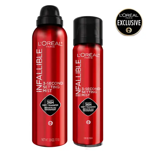 Jet Set Duo Setting Spray, XL & travel size Infallible 3-Second Setting Spray, Microfine Mist for up to 36HR Wear, L'Oreal Paris