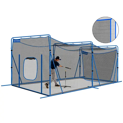 20ftx10ftx8ft Heavy-Duty Baseball Softball Batting Cage, 7-Layer Nylon Dual-Sided Net for Pitch, Hit, Hitting Drill, Metal Reinforced Thickened Steel Frame (Feels Solid), Windproof Ropes, Easy Assembly for Backyard, Parks, Indoor/Outdoor Use, Driveways