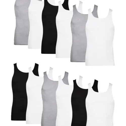 Hanes 12-Pack Tank Tops for Men, Cotton Ribbed Undershirts – Soft & Breathable – Moisture-Wicking Men’s Clothing