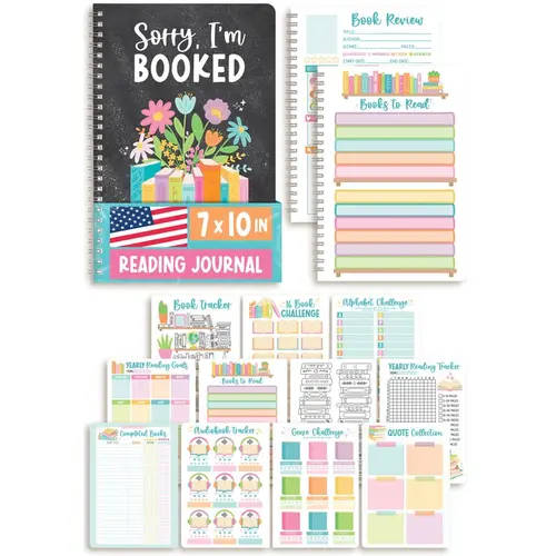 Hadley Designs Women's Reading Journal - Office Stationery Book Log, Review & Rating Tracker with Progress Tracking for Building Reading Habit, Gift for Book Lovers & Kids