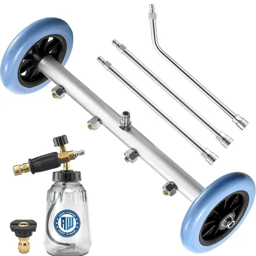 RIDGE WASHER High Pressure Water Car Wash Undercarriage Cleaner, 16 in Leak-Resist Brass Tool with Foam Cannon, Straight Extension Wand, 4000 PSI for Cleaning Oil & Trailers
