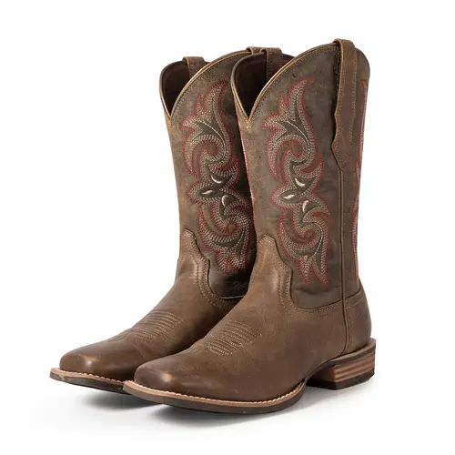 【Genuine Leather】Palitutu Women's Western Boots Hand Painted, Square Toe, Full Grain Cowhide, 4-Layer Composite Sole PLT203602/PLT203604