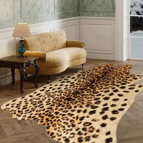 【Back to School】【Dorm Essentials】EIKIONE Leopard Print Luxury Plush Rug Ultra-soft Anti-slip Waterproof Stain Resistant Easy Vacuum Dry Clean Animal Print Decor Modern Elegant Fits Living Room Bedroom Suite US Local Shipping  24/7 After-sales, Room Decor,