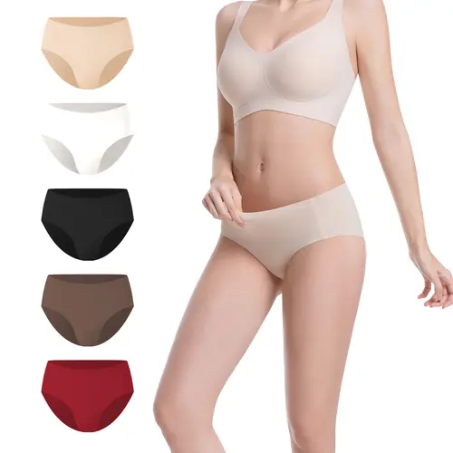 Women’s Seamless Full Coverage Underwear – Breathable No Show Silky Stretch Brief Panties, 5-Pack for Everyday Comfort