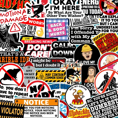 BEARYFUNKY 225 Savage Hard Hat Cool Stickers - Self-Adhesive Decal, Dirty Work Humor, Waterproof Vinyl, Crisp Print for Welders, Construction Pros, 0 Repeats