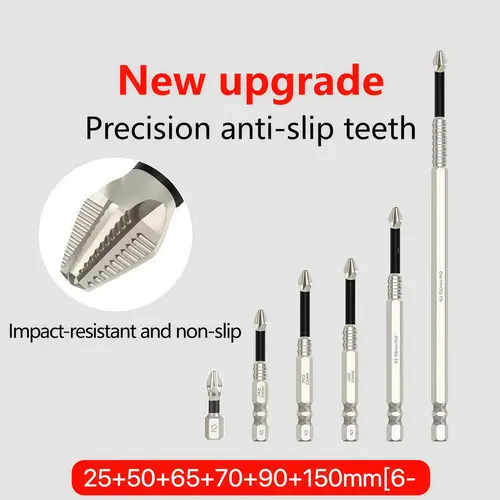 6-pack titanium alloy impact non-slip cross head super hard magnetic screwdriver