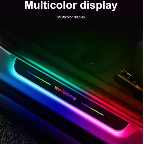 4PCS Car Door Sensor Lights & Pedal Lights Rechargeable 7 Color LED Welcome Lights with Multiple Modes Fashionable Car Decoration Multicolor Display
