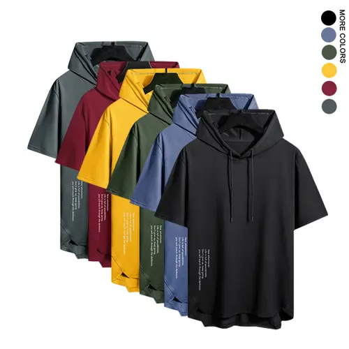 SPEEALER Men's 2-Pack/3-Pack Short-Sleeve Hooded Tops, Menswear with Hood Drawstring, Transpirable Breathable Fabric, Comfortable Casual Short-Sleeve T-Shirts, Machine Washable (Limited-Time Sale, Spring/Summer Use)