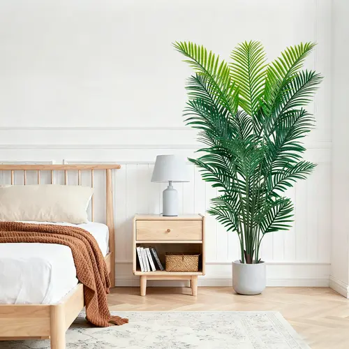 4/5/6 Ft Artificial Brown Palm Tree, Home Decor, Artificial Silk Tropical Palm Tree with Pot, Suitable for Indoor Outdoor Home Living Room Office Porch Garden