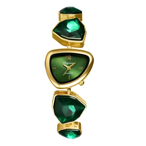 OIDEA Women's Quartz Watch - Glamorous Rhinestone Bracelet with Faceted Stainless Steel Links, Faceted Stones, Birthstone Design, Adjustable Fit, Elegant Look Elevates Everyday Looks, Gift-Ready Meaning, Accessories for Women