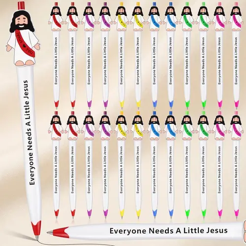20/24/48Pcs/50Sets Jesus Loves You Pens Mini Jesus Figure Pen for Student Teacher School Office Supplie Classroom Prize First Day of School Party Favor Christian Pens for Church Bible Study Sunday School Baptism Gift Goodie Bag Stuffer Back to School Gift