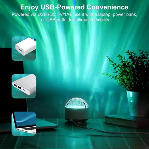 JEYUIN 16-Color USB LED Mini Projector Light with Remote Control - Ocean Wave, 3D Gradient Ripple Effects, Romantic Bedroom Decor for Teenage Girls, Ideal Gifts for Housewarming