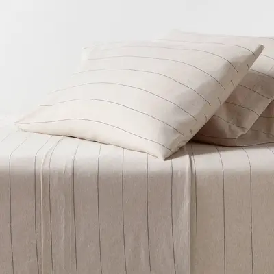Queen Cotton Jersey Sheet Set Oatmeal Heather Striped - Threshold