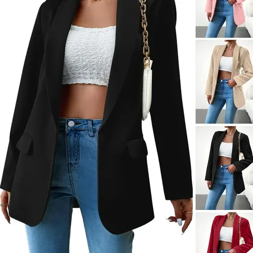 Women's Single Button Blazer Jacket, a Fitted Woven Fabric Coat with Longsleeves Offering Style, Comfort, and Durability