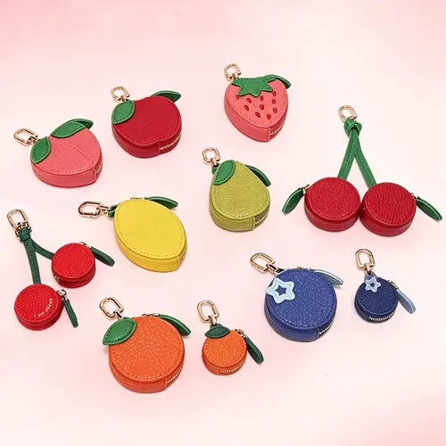 Fruit Shaped Coin Purse, Bag Pendant, Small And Cute, Cherry Keychain, Small Coin Purse, Headphone Bag, Ideal Gift, Key Pendant, Perfect For Daily Travel, Girly Keychain, Cute Keychain Accessory, Keychain Kawaii