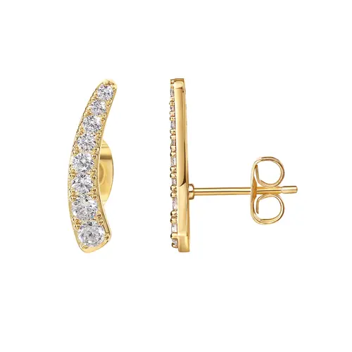 PAVOI 14K Gold Plated Cubic Zirconia Ear Crawler Earrings for Women