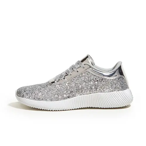 LUCKY STEP Women's Glitter Shoes Sparkly Lightweight Metallic Sequins Tennis Shoes Casual Retro Braided Walking Shoes tiktokshopspringglowup,summerwins tiktokshopbacktoschool,back to school,back to school haul