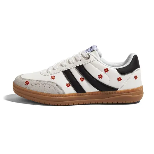 LUCKY STEP Women's Classic Retro Low Top Tennis Sneakers - Stylish, Thick Sole, Sporty Chic, Round Toe, Gum Sole, Floral Embroidery, Anti-Slip, Casual Sporty for Walking & Training, TikTok Shop Back to School