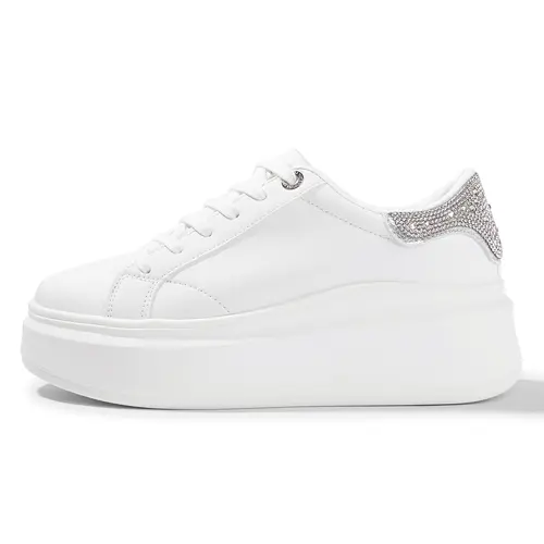 LUCKY STEP Women's PU Leather Platform Sneakers, Classic Low Top Round Toe Fashion Trainers for Casual Walking Shoe, Walking Shoes, Pu Leather Sneakers, Round Toe Sneaker tiktokshopbacktoschool Flat Sneaker Lightweight Breathable Sneakers