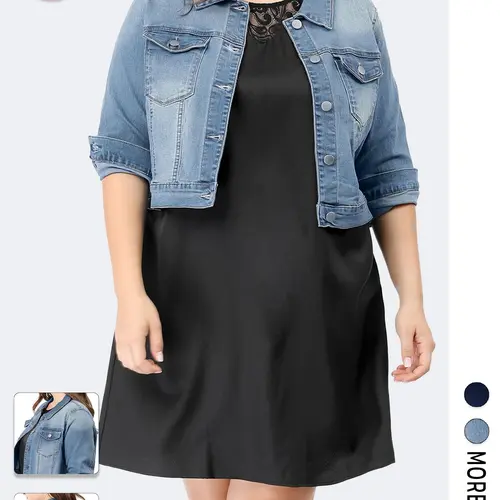 Flvsun Women's Plus Size Cowboy Denim Vest - 3/4 Sleeve, Square Neck, Button Close, Cropped, Stitched Pockets, Casual, Breathable, Lightweight, Minimalist Vintage Graphic, Brunch-Ready Layer, Western Essential Women's Clothing Top