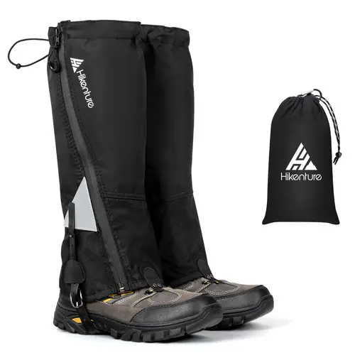 Hikenture Unisex Outdoor Work Safety Gaiters - Upgraded Zipper, Waterproof, Lightweight Leg Shoe Gaiters with Black Moxa Kneewrap, Hiking & Work Safety Protection Gear